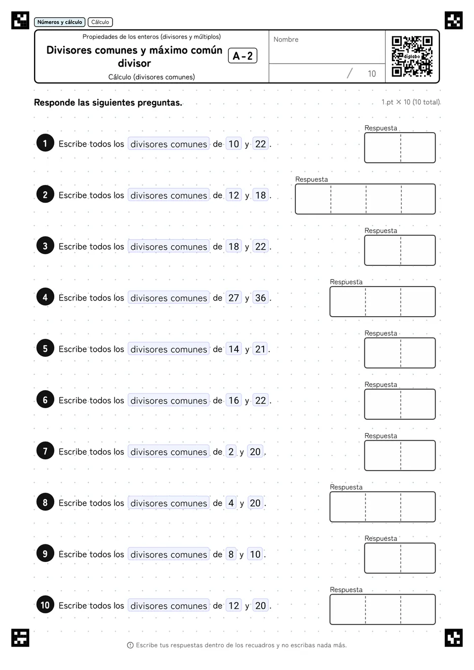 Divisores comunes y máximo común divisor A-2