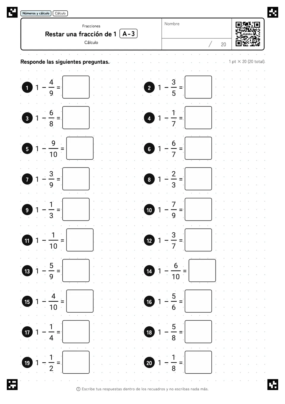 Restar una fracción de 1 A-3