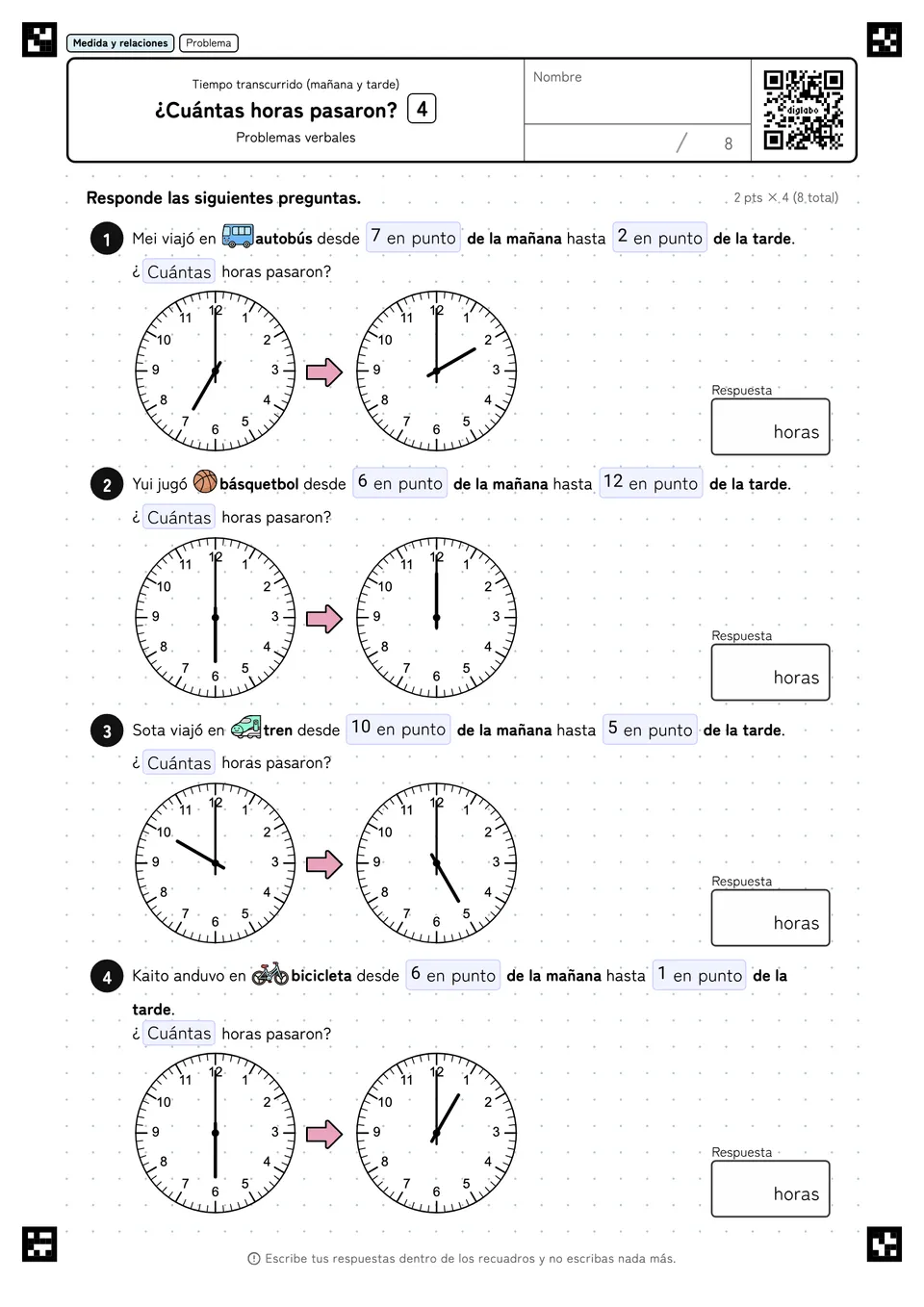 ¿Cuántas horas pasaron? 4