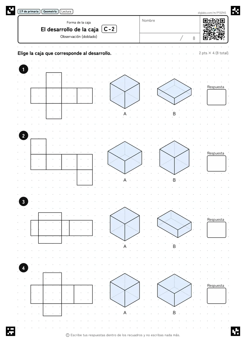 2.º de primaria Forma de la caja El desarrollo de la caja
