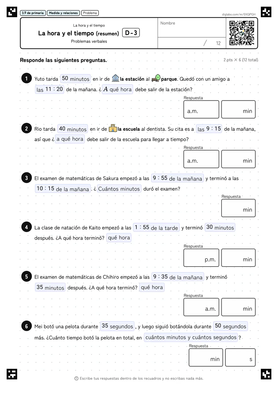 3.º de primaria La hora y el tiempo La hora y el tiempo (resumen)
