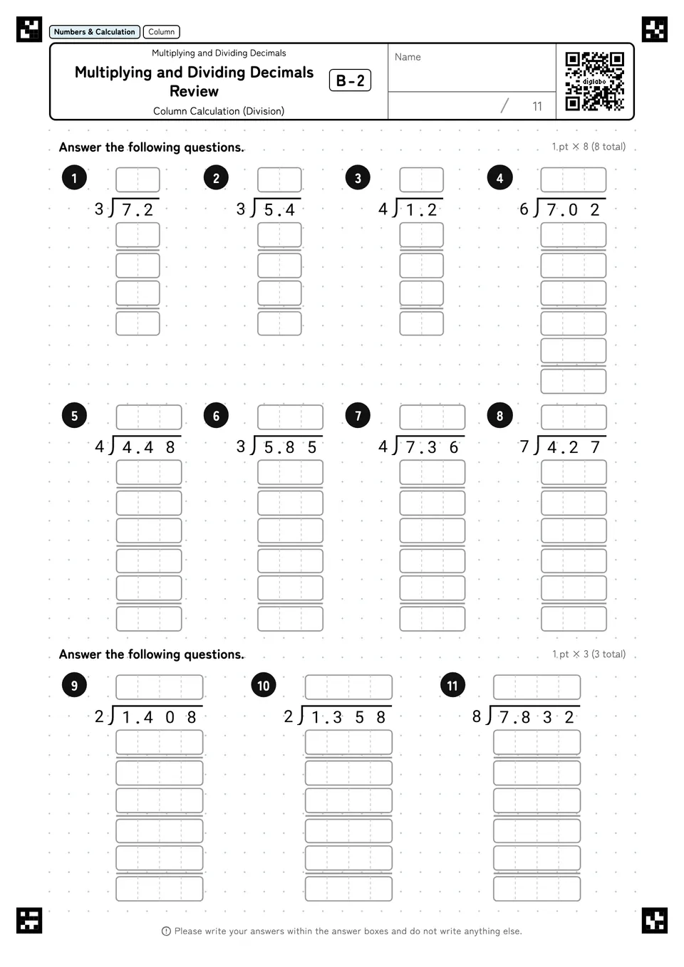 Multiplying and Dividing Decimals Review B-2