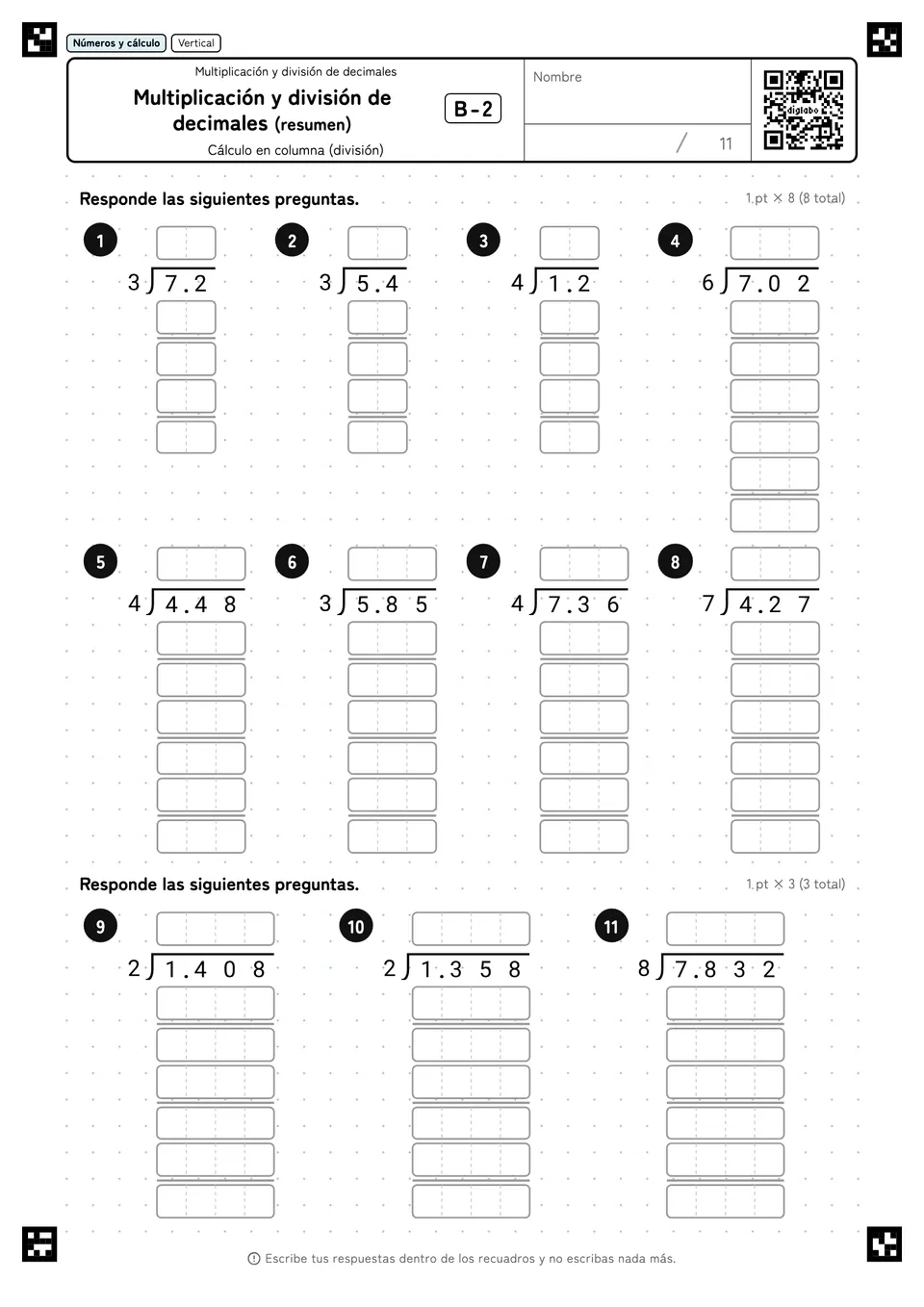 Multiplicación y división de decimales (resumen) B-2