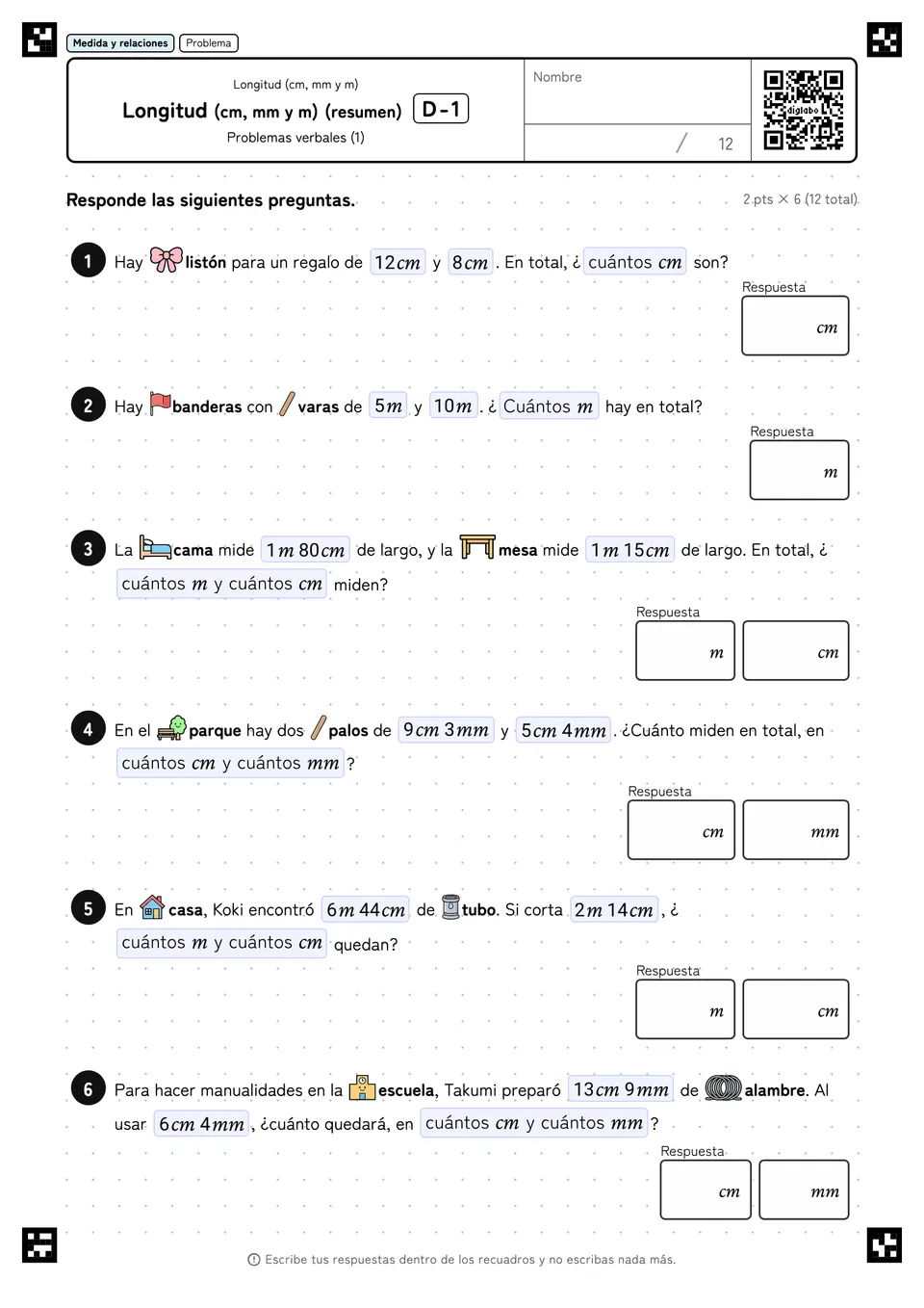 Longitud (cm, mm y m) (resumen) D-1