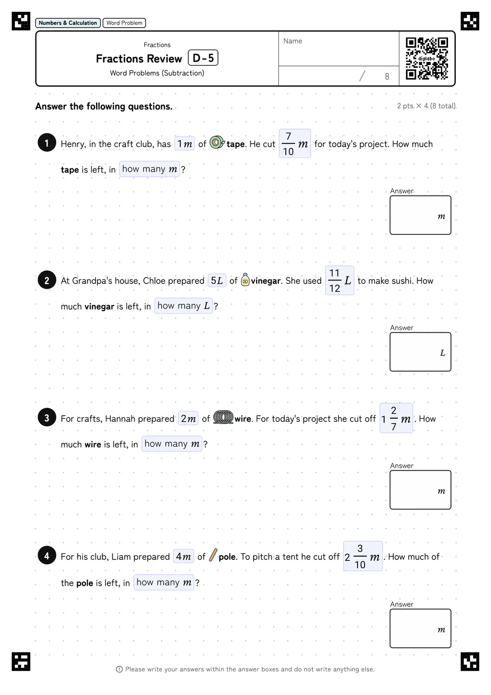 Fractions Review D-5