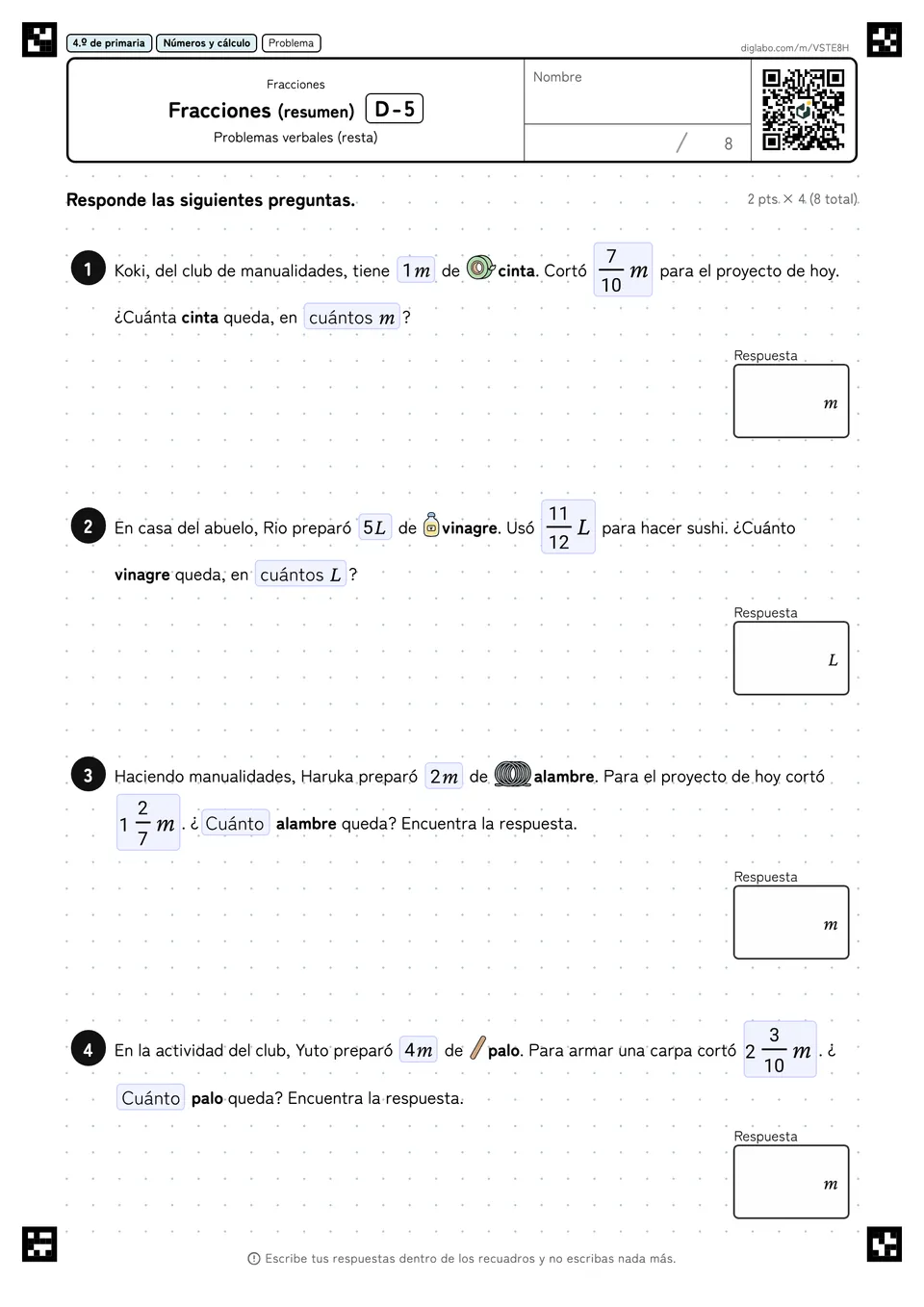 4.º de primaria Fracciones Fracciones (resumen)