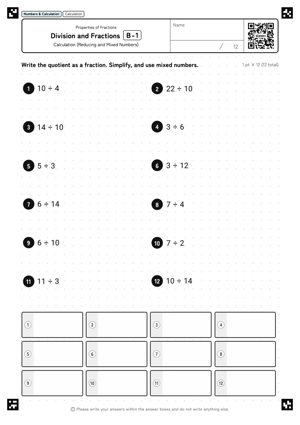 Division and Fractions B-1