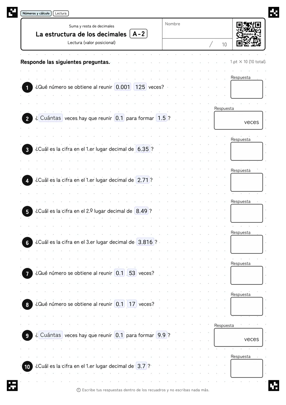 La estructura de los decimales A-2