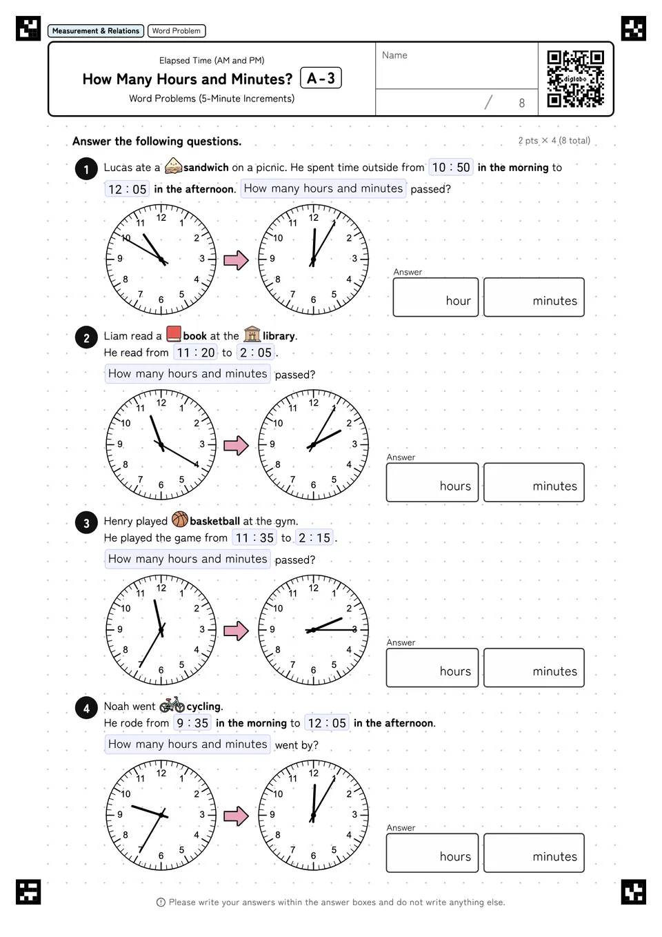 How Many Hours and Minutes? A-3