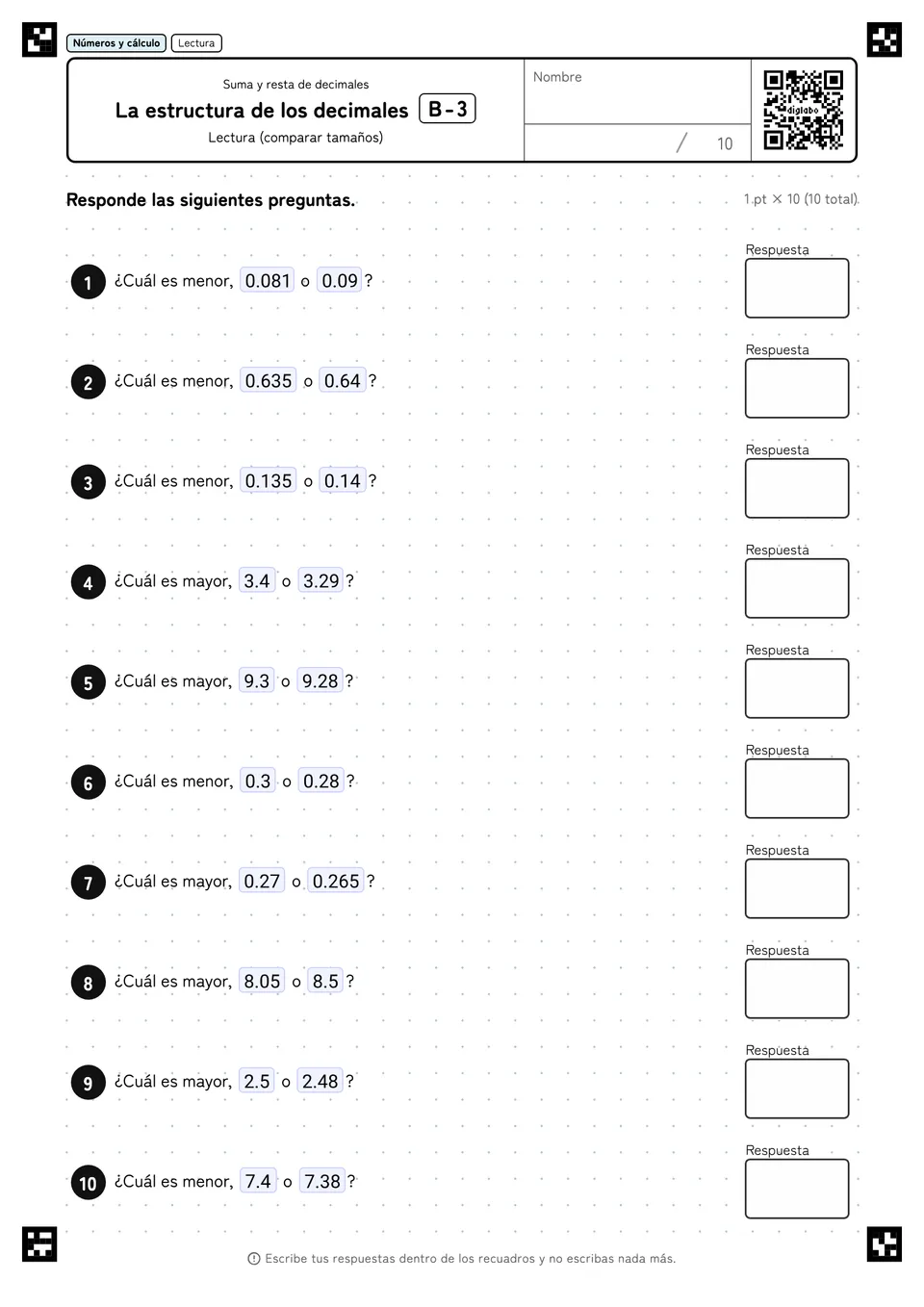 La estructura de los decimales B-3