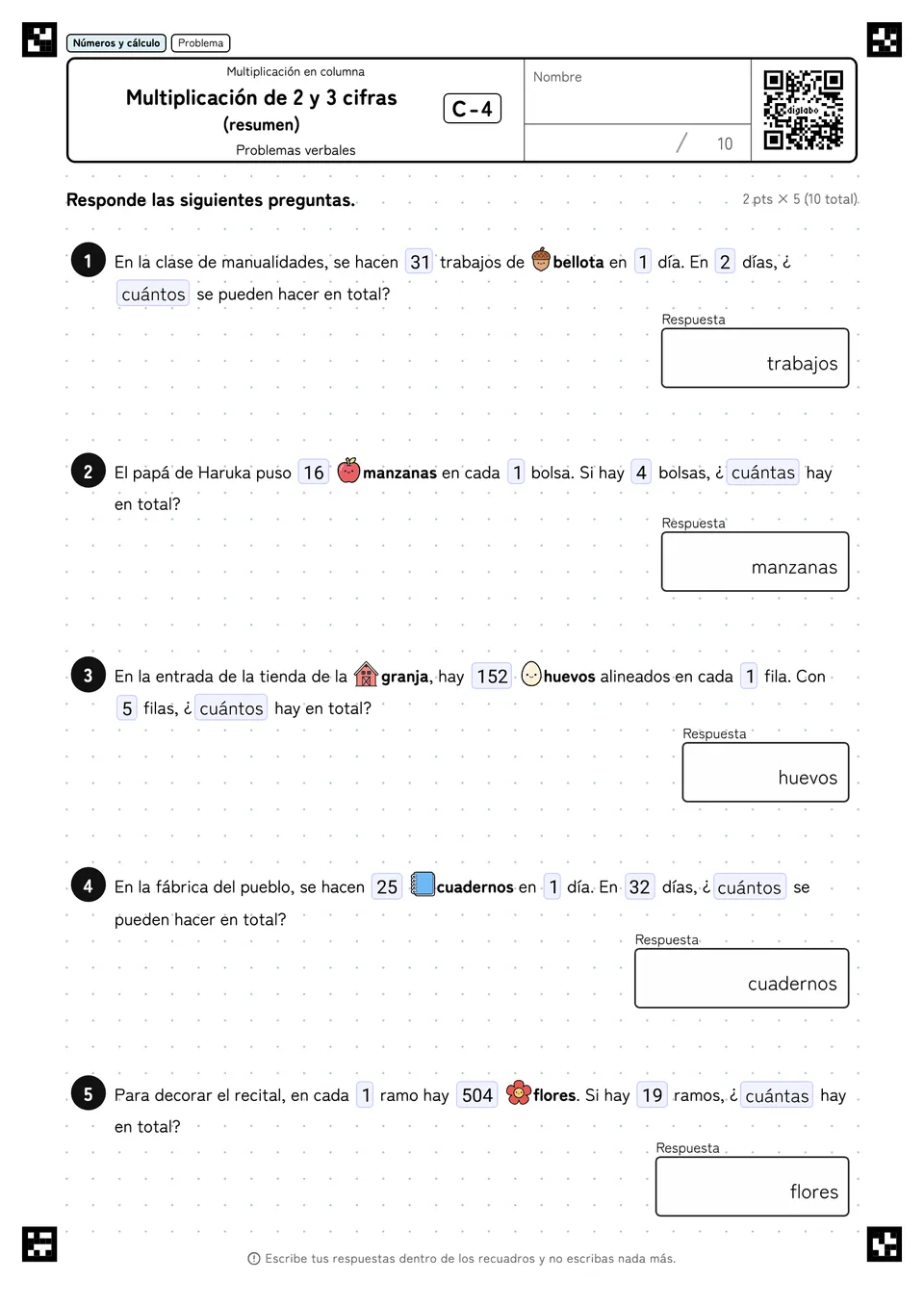 Multiplicación de 2 y 3 cifras (resumen) C-4