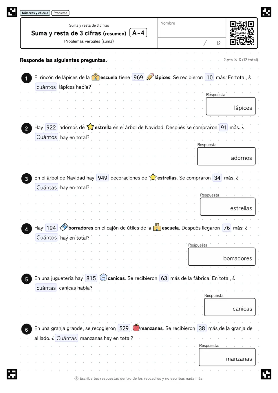 Suma y resta de 3 cifras (resumen) A-4