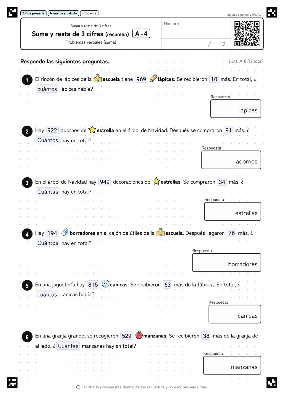 2.º de primaria Suma y resta de 3 cifras Suma y resta de 3 cifras (resumen)