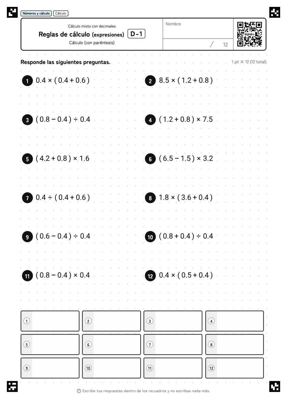 Reglas de cálculo (expresiones) D-1