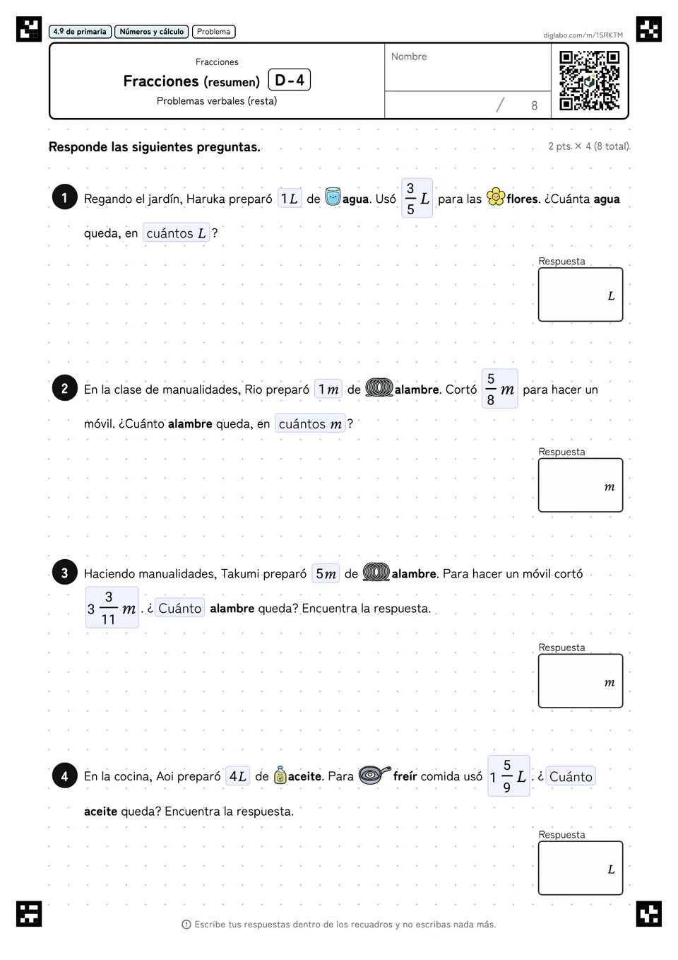 4.º de primaria Fracciones Fracciones (resumen)