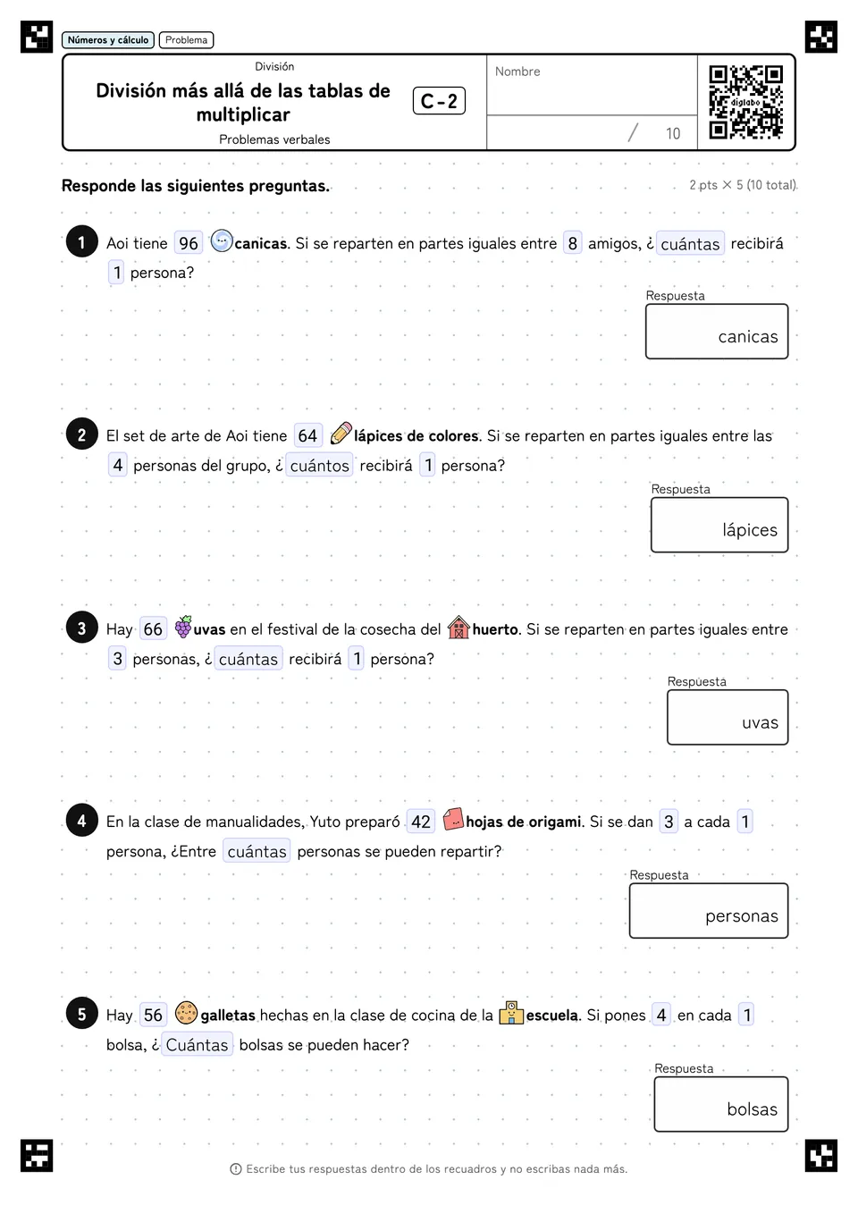 División más allá de las tablas de multiplicar C-2
