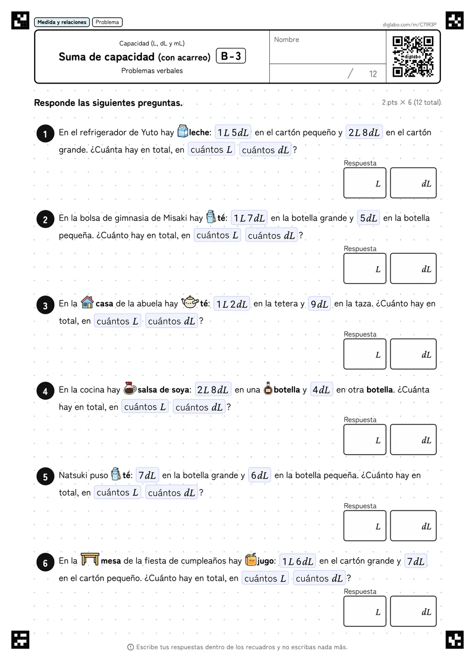 Suma de capacidad (con acarreo) B-3