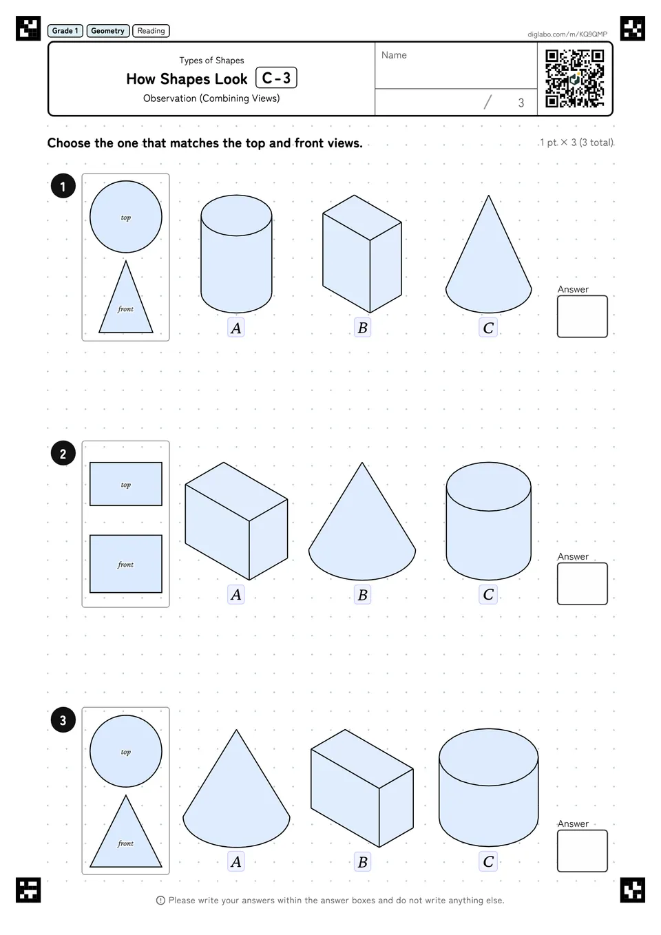 Grade 1 (Elementary School) Types of Shapes How Shapes Look