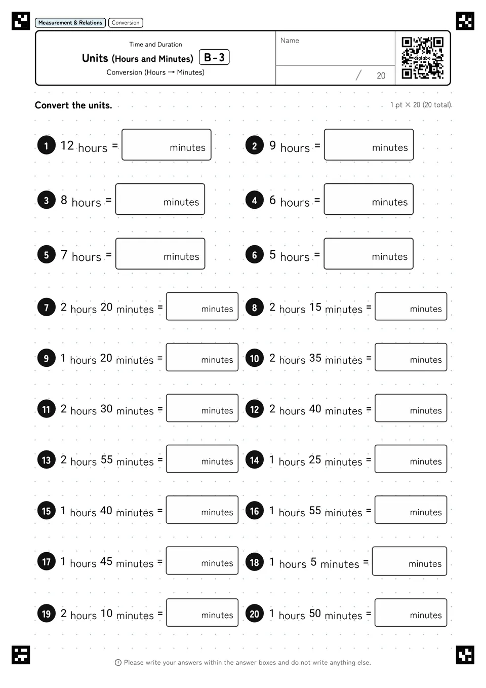 Units (Hours and Minutes) B-3
